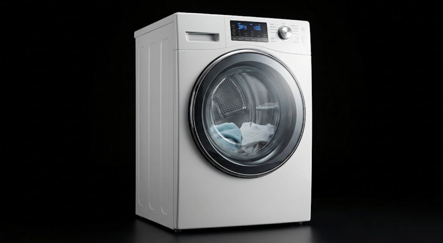 Front-load clothes dryer with laundry in the drum